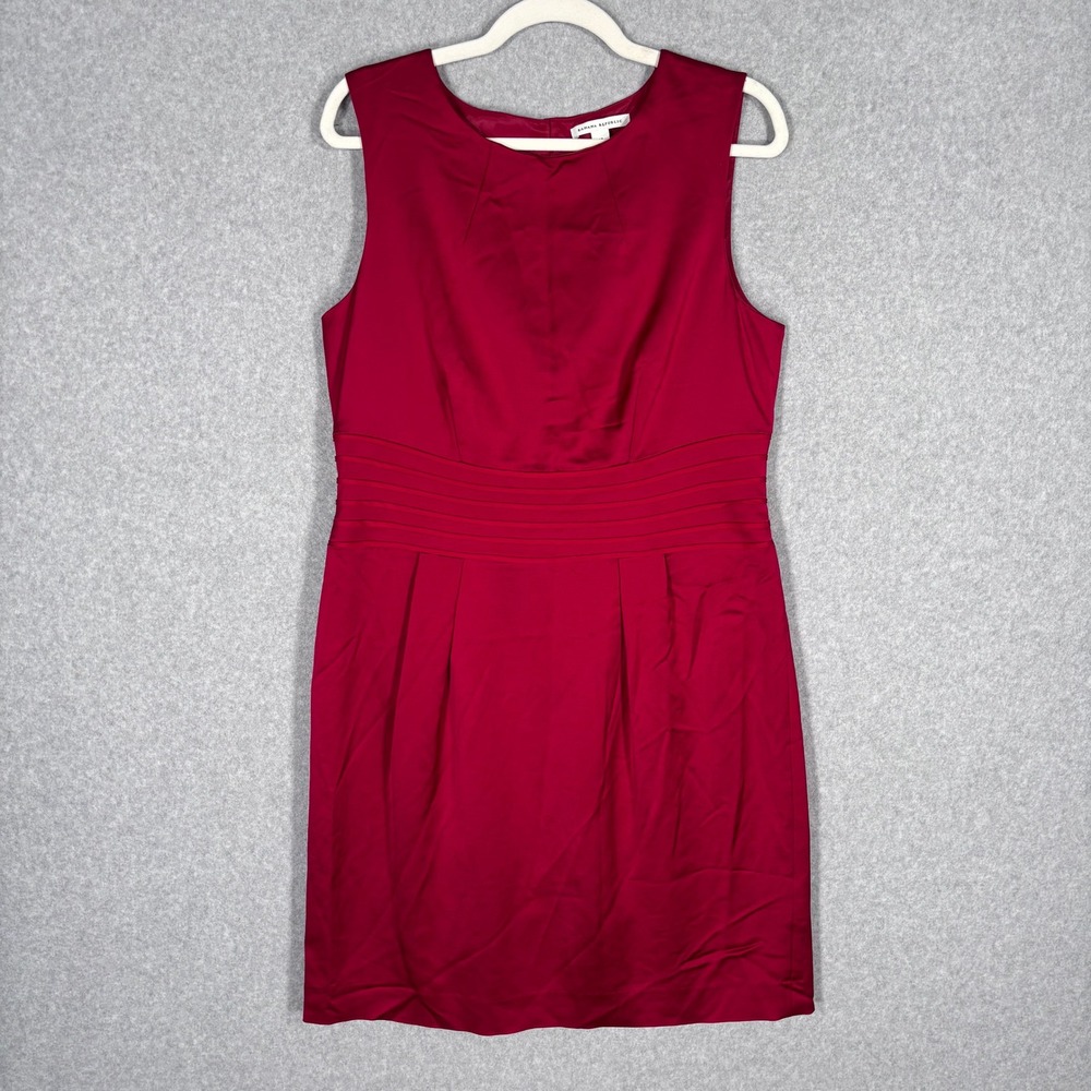 Banana Republic Satin Sheath Pencil Dress 14 Red Wool Cocktail Party Career